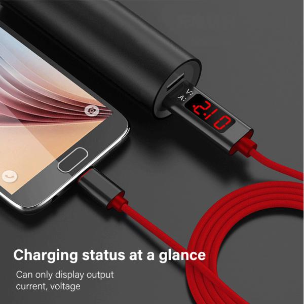 Cheap 2.4A Type C mobile phone nylon data cable,1.2M Voltage and current intelligent display data cable for Apple, Android , for sale