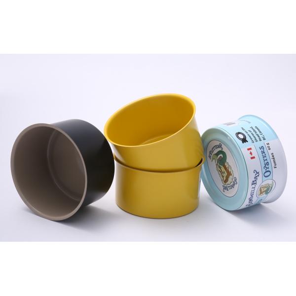 Easy Open Food Tin Packaging Tuna / Chicken Yellow Round Tin Cans
