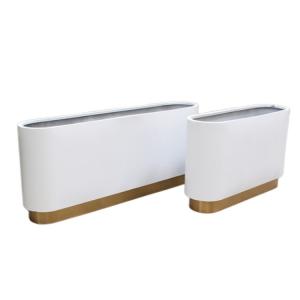 Best Large metal white flower pots artificial curved planter boxes wholesale