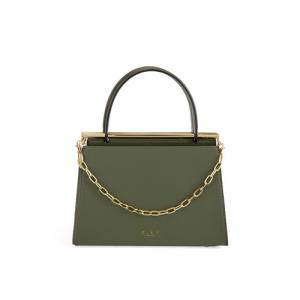 China Hit Color Green Leather Briefcase 24cm Triangle Shaped Handbags on sale
