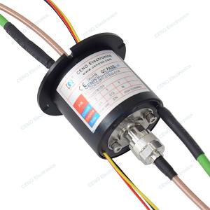 Integrate RF slip ring with power ethernet signal and radio frequency rotary union