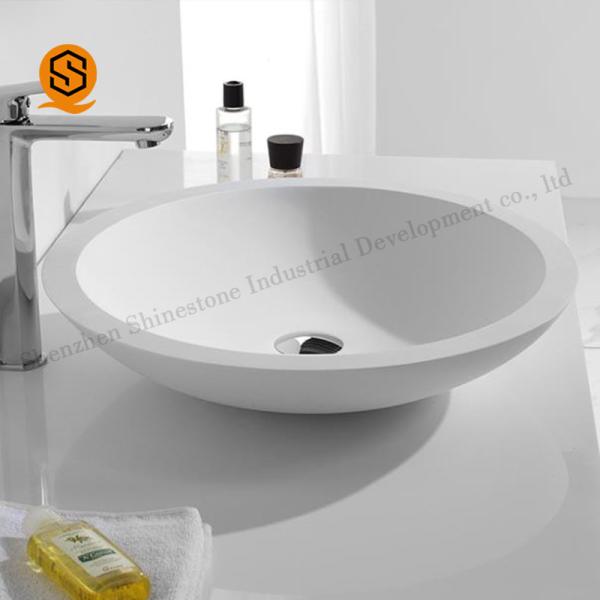 Cheap Corian Wash Basin Counter Artificial Stone White Bathroom Sink for sale