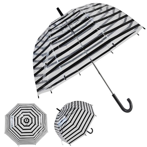 Cheap Small Manual Open See Through Umbrella Stripe Transparent Bubble Umbrella for sale