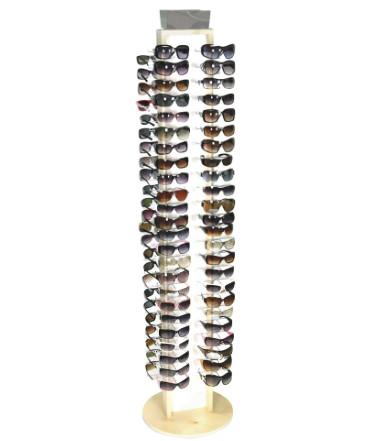 Cheap Portable Rotating Display Rack , Movable Wood Sunglasses Display Rack for sale