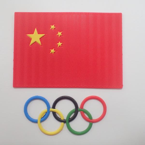 Cheap TPU Logo Patch Heat Transfer Badge 3D Flag Five Ring For Cap for sale