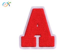 Best Laser Cut Edge Custom Chenille Patches Felt Fabric Red Letter Patches wholesale