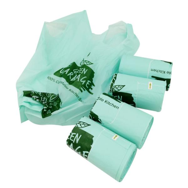 Cheap 30L Large Biodegradable Garbage Bags With Drawstring Cornstarch Based for sale