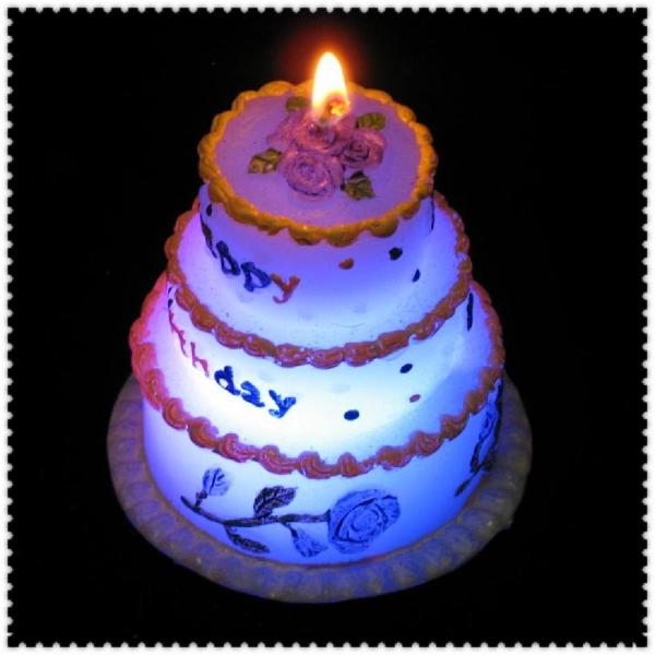 Cheap LED color changing candle with cake shapes,paraffin material for sale
