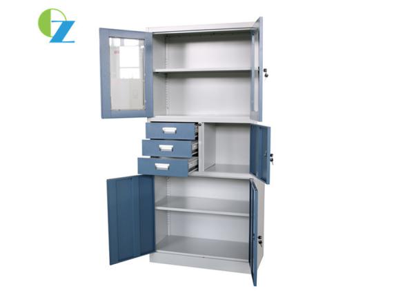 Cheap Two Adjustable Shevels Lockable Steel Cupboard With 3 Drawers KD Structure for sale