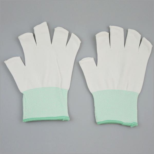 Cheap Lint Free Seamless Knit Half Finger Cleanroom Glove Liners Thin And Comfortable for sale