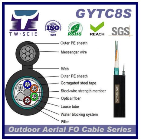 Cheap GYTC8s 36 Core Steel Armored Fiber Optic Cable  direct buried fiber optic cable used in telecommuniction for sale