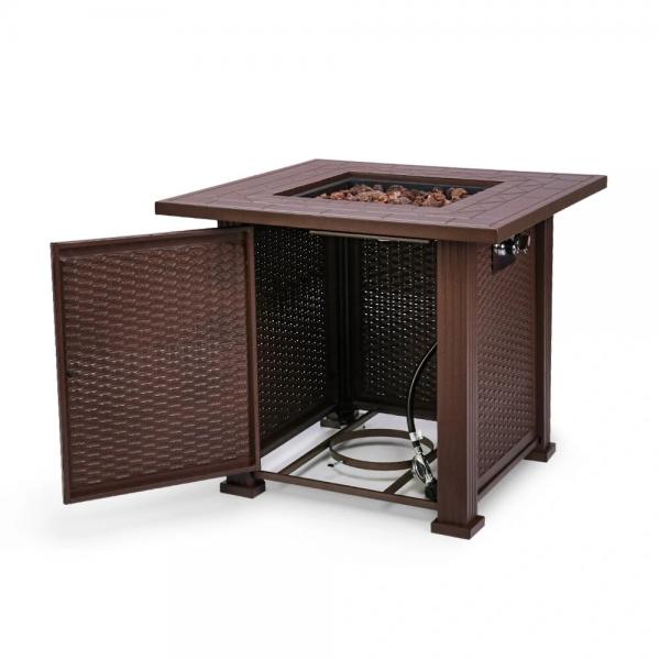 Oil Finished Propane Gas Fire Pit Bronze Table 28 Inch Square