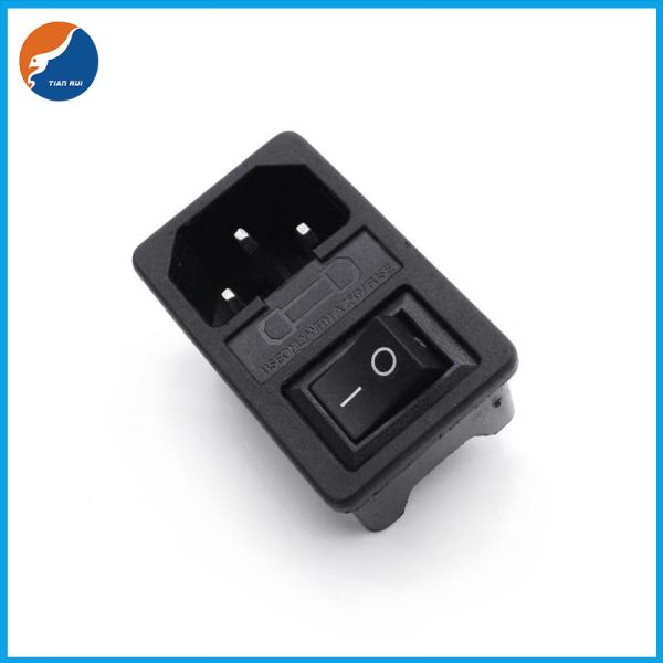 Cheap R14-D-1JC1 Three-In-One Push Button Rocker Switch C14 10A 250V AC Power Socket With Fuse for sale