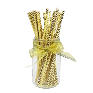 Best Gold foil pattern FDA Certificate Biodegradable Paper Straws Food-grade Recyclable Printed Eco-friendly Paper Straws wholesale