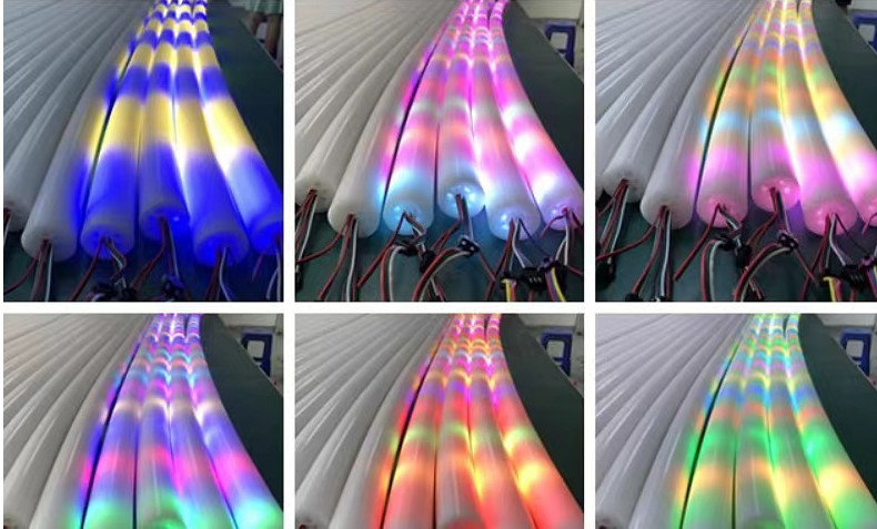 50mm big 360 product wholesale price flexible neon light tubing 24v rgb led pixel tube bar flexible ropes