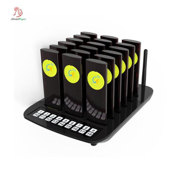 Cheap wireless keyboard transmitter with 18 coaster pagers for waiter calling customer waiting in queue for sale