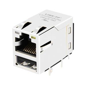 China LPJU3903AONL 1000 Base-T RJ45 Single USB Combo magjack connector Orange&Green/Yellow Leds on sale