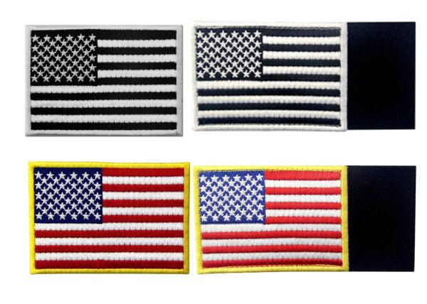 Cheap Embroidered USA Country Flag Patches With Hook And Loop Backing for sale