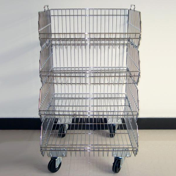 Cheap Stackable Chrome Wire Basket Display Rack With KD Structure for sale