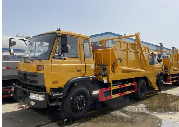 Cheap Dongfeng 4X2 170HP 10cbm Swing Arm Skip Loader Garbage Truck for sale
