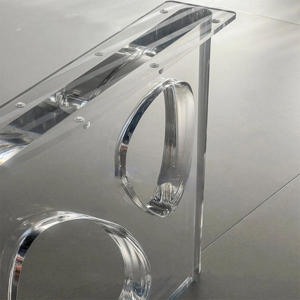 Custom T Shape Clear Acrylic Furniture Legs Plexiglass Acrylic Dinning Table Leg