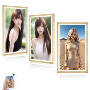 Wooden 21.5 24 27'' Artistic Electronic Digital Video Frame With Wifi Audio