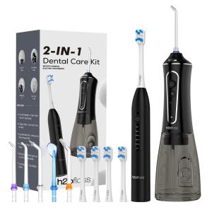 Electric Toothbrush With Water Flosser 2 in 1 Cordless Advanced Dental Oral Irrigator Sonic Toothbrush Flossing Brushing Combo