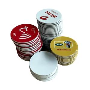 China Round NFC Token RFID Coin Tag Access Control With Chip Sticker  Disposable on sale