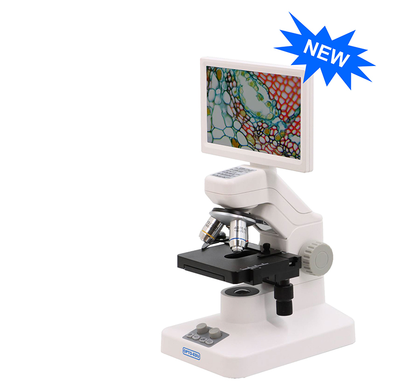 OPTO EDU A33.5130 Rechargeable Microscope With 7'' Display TF Card And Multi-Output Options