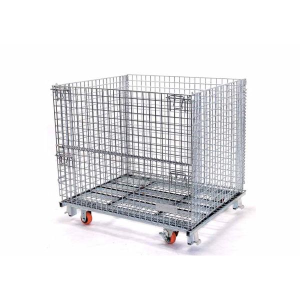 Long Lasting Foldable Stackable Wire Mesh Container Metal Bin Storage Cage