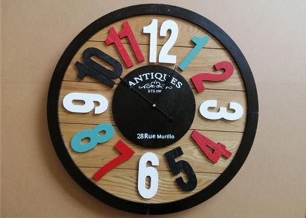 Cheap Black Round Edge 3D Oversized Decorative Wooden Clocks for sale