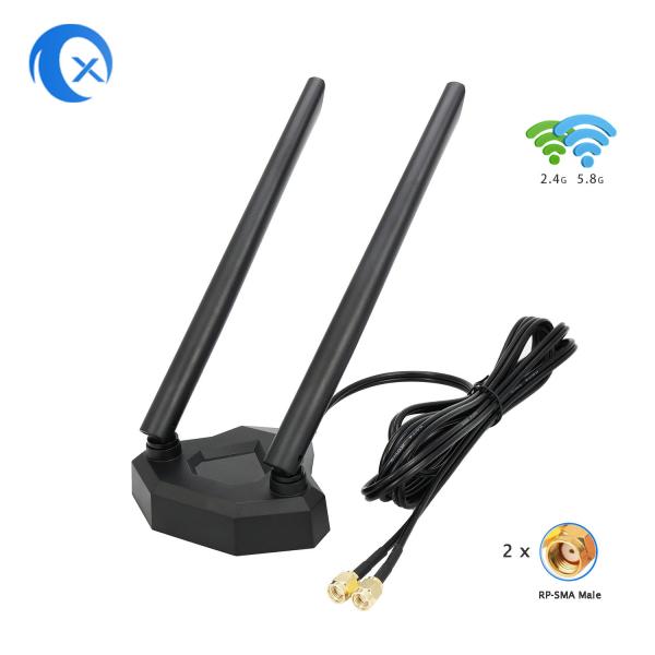 Cheap 2.4GHz 5GHz Dual Band Antenna Magnetic Base for PCI-E WiFi Network Card Wireless Router for sale