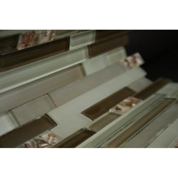 Vintage Resin Shell Mosaic Tile Brick Pattern Green Glass Mosaic Kitchen Wall