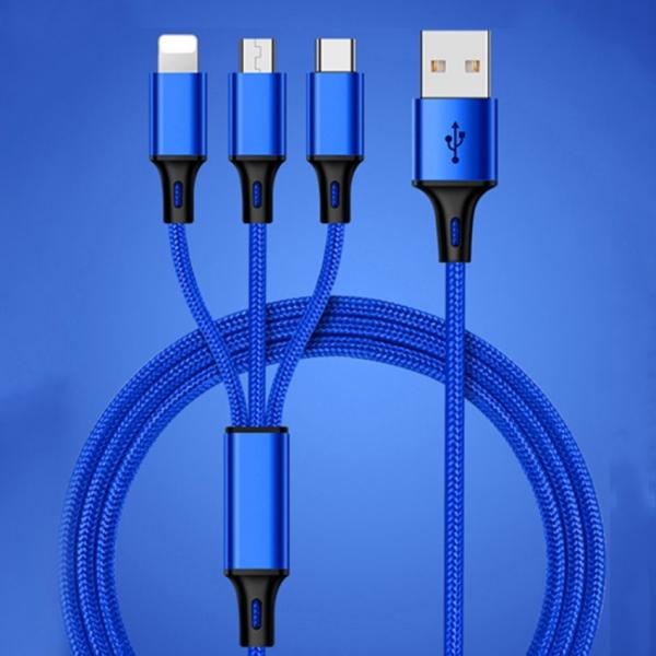Cheap Applicable Apple iPhone Android Type-C 1 for 3 USB data Tiger pattern weaving 3A mobile phone charging line for sale