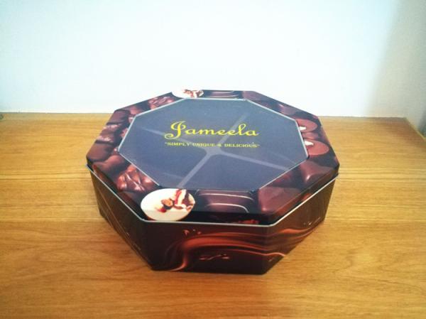 Cheap Decorative Cookie Tin Box Hexagonal Shape With PET Window Custom Printed for sale