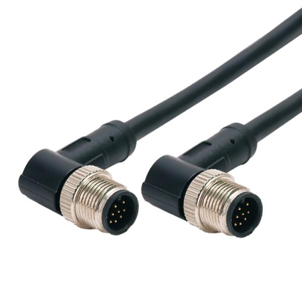 Cheap Right Angle Circular Connector ,  M12 8pins Waterproof Power Connector for sale