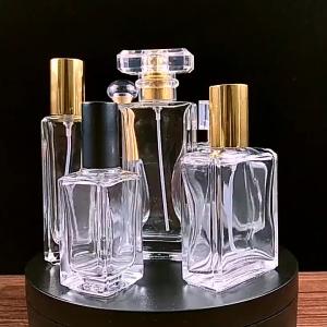 China custom luxury perfume spray bottle 30 ml 50 ml rectangle square empty glass perfume bottle on sale