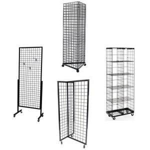 China Metal Black Wire Grid Display Racks Gridwall Panel Merchandise Hardware Display Stands on sale