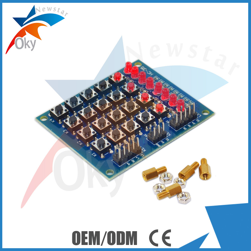26 Pin Keypad Module for Arduino 4 Matrix Keypad 8 LED Indicator