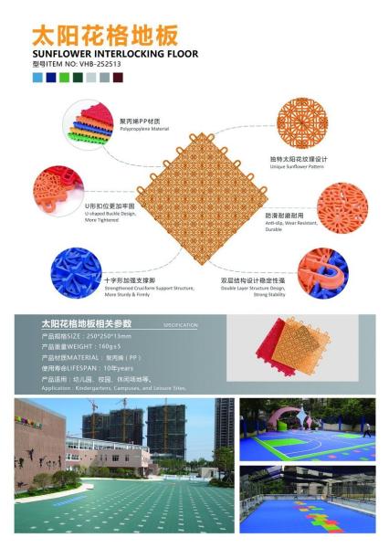 Cheap Removable Interlocking Playground Mats Sunflower Pattern With Drainage System for sale