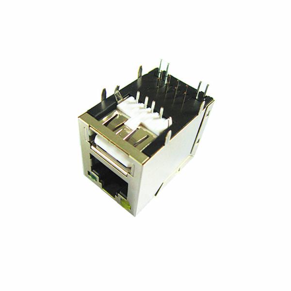 Cheap Single Port USB 2.0 RJ45 Modular Jack Shielded With Leds TMRJUSB1EX111 for sale