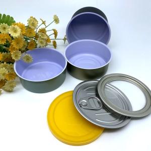 D99x27mm Plain Empty Metal Tin Can With Easy Open Lid , Round Tin Can For Fish /