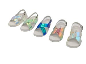 Best Printed Injection Open Toe Mirror Flat Summer Sandal wholesale