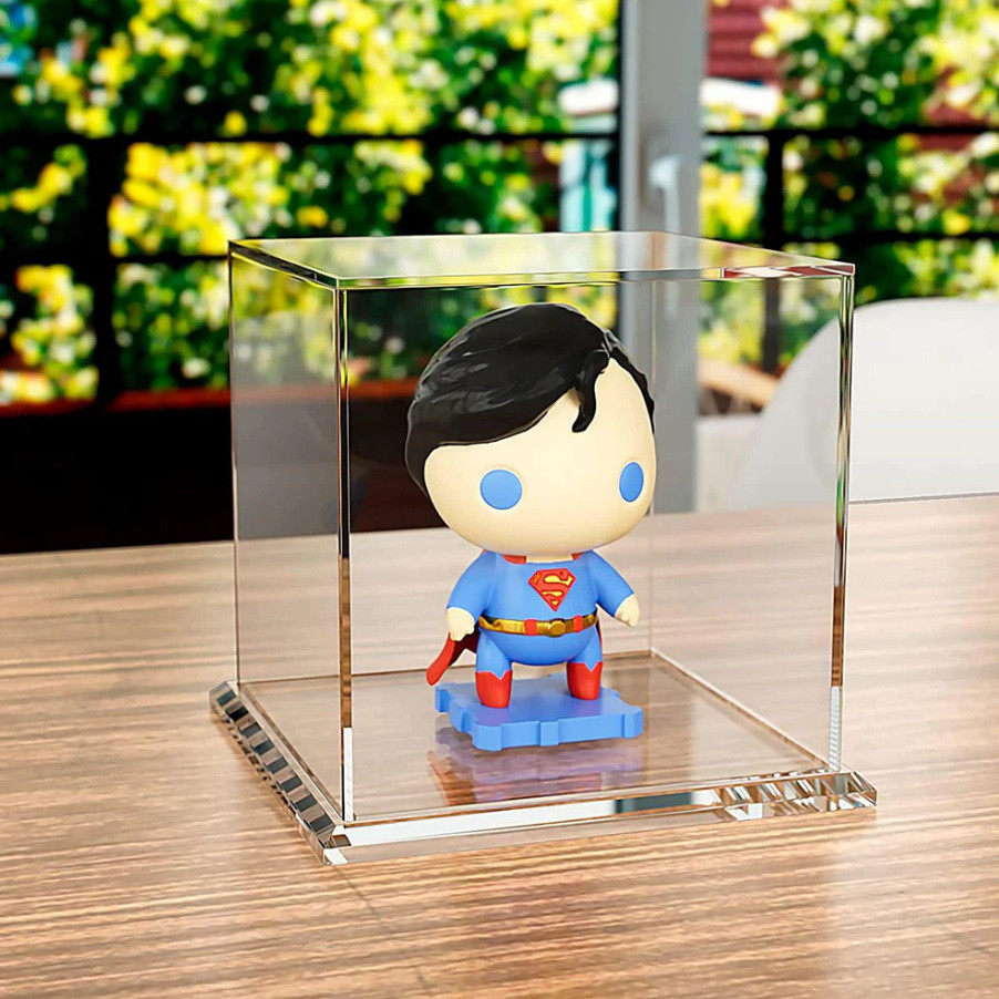 Custom Transparent Acrylic Display Box Plexiglas Gift Box with Flip-Top Lid and Dust Cover for Figure Toys