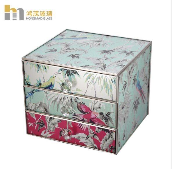 Cheap Three Layers Mirrored Glass Jewellery Box / Glass Earring Box Environment Friendly for sale