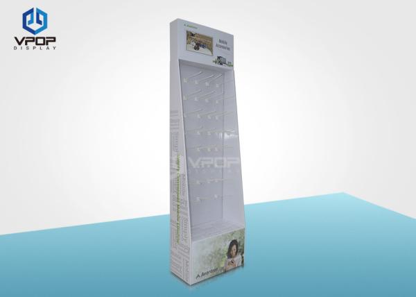 Cheap Corrugated  sideick Hanging Display Floor Stand Display With Cardboard Hooks Display for sale