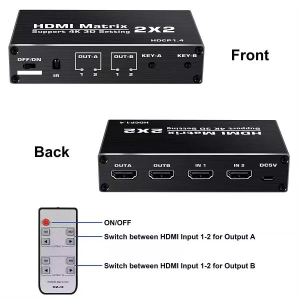 EDID Support 70 Meters IR HDBaseT 4X4 HDMI Matrix Switcher with IR Remote