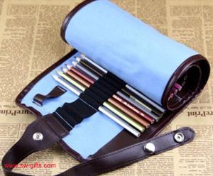 Best New Blue 38 Hole Pencil Bag School Canvas Painting Stationery Roll Pencil Case Sketch wholesale
