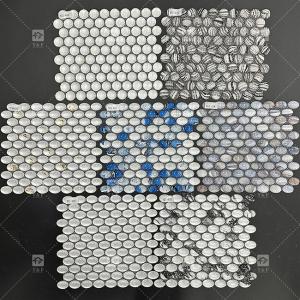 China Unique Round Glass Cabochon Mosaic Tile Bathroom Kitchen Moeden Decorative on sale