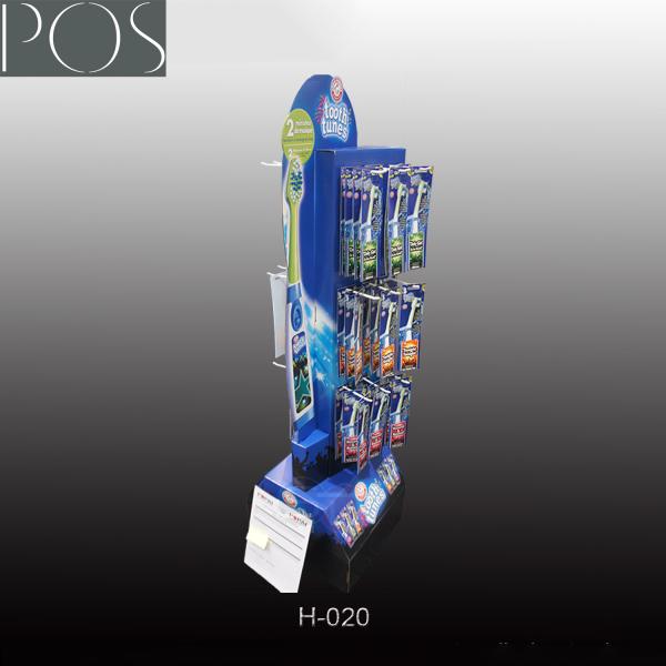 Cheap customize corrugated double sides floor display rack peg hooks for sale